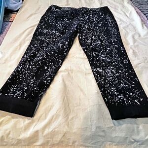NEW PHOTOS! LEGGINGS, SKINNY DENIM, BLACK/GREY, SIZE 5, BLACK, FLY FRONT, 5 POCK